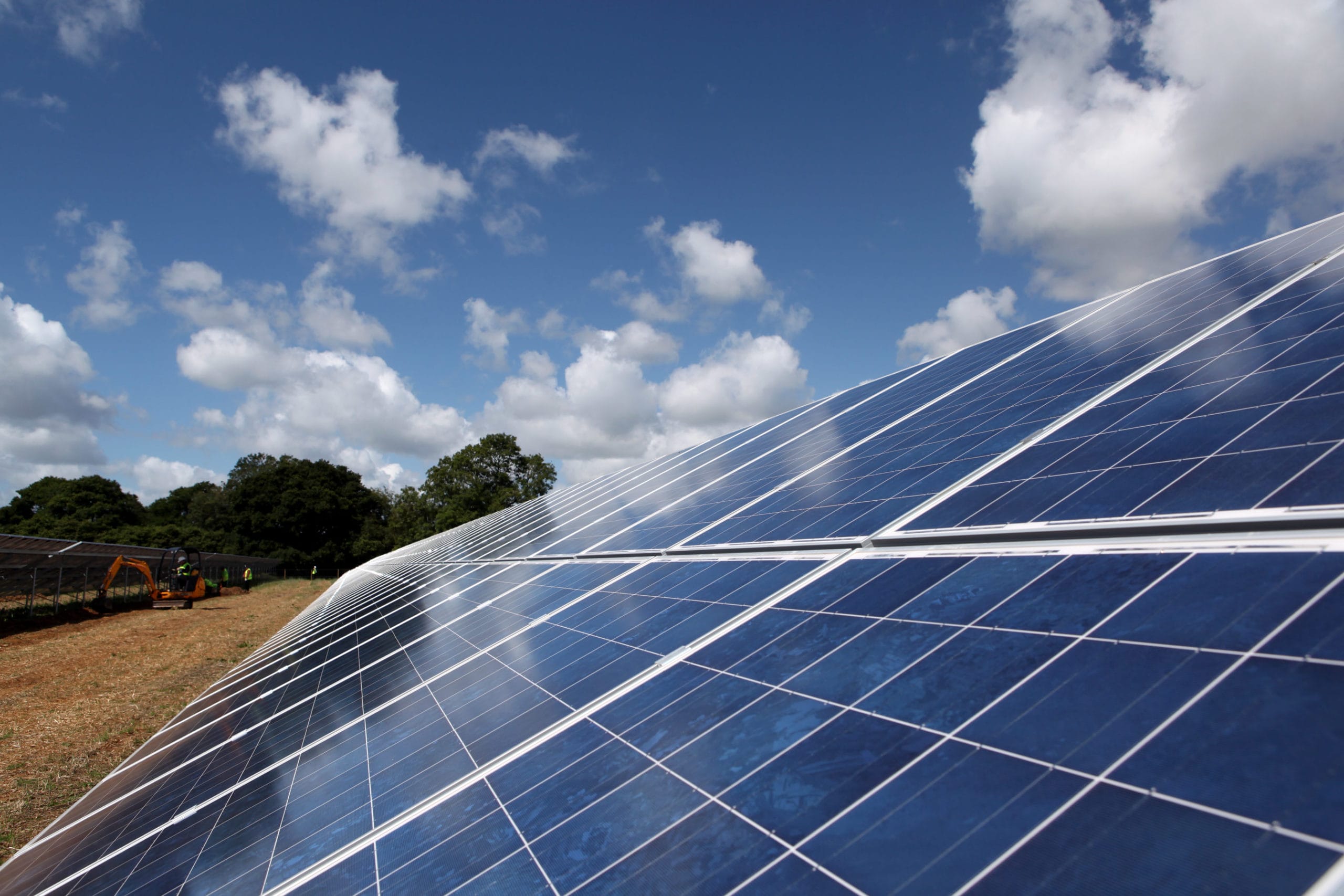 Solar panel long with sky Aerial view of Drayton Manor